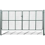 Mengtu Gartentor Zauntor Gitterzaun Doppelflügeltor Gartentür Doppeltor Zauntor Zauntür Hoftor Gartenpforte Einfahrtstor Metalltor Einzeltor Tor 415 x 225 cm / 400 x 175 cm Garten Möbel