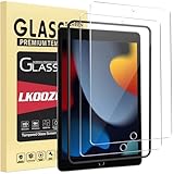 LKOOZO [2 Stück Schutzfolie für iPad 9.8.7. Generation, iPad 9/8/7 (10,2 Zoll, 2021/2020/2019) Panzer Schutz Glas mit Rahmen-Installationshilfe, HD Displayschutzfolie, Kratzfest