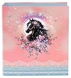 goldbuch 33 141 Ordner Luna, Aktenordner 28,5 x 32 x 8 cm, Einband aus Kunstdruck, Hefter mit Hebelmechanik aus Metall, Motiv Pferd, Aktenmappe, Heftordner für Mädchen und Jungen, Stehordner Rosa