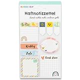 Papierdrachen Bullet Journal Sticky Notes - Regenbogen - 9 verschiedene Blöcke Haftnotizen | Klebezettel | To do Wochenübersicht | viele hilfreiche Notizzettel für dein Notizbuch - Set 1