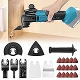 Akku Multifunktionswerkzeug für Makita 18V Akku, Multitool Oszillierwerkzeug mit 23 Zubehör 600W Bürstenlos 6-Gang 8500-22000RPM zum Schneiden Schnitzen Bohren Schleifen Polieren (Ohne Batterie)