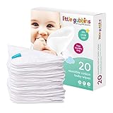 Little Gubbins 20 Baumwoll-Frottee-Baby-Tücher | Packung mit 20 cm x 20 cm wiederverwendbaren, weichen weißen Frotteetüchern | ideal für schmutzige Po