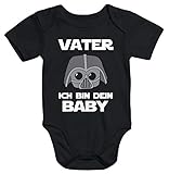 MoonWorks® Kurzarm Baby Body Vater ich Bin Dein Baby Spruch Nerd lustig Onesie Strampler schwarz 0-3 Monate