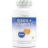 Eisen - 365 Tabletten mit 40 mg reinem Eisen + natürlichem Vitamin C - Premiumrohstoff: Eisenbisglycinat (Eisen-Chelat) – Hochdosiert – Vegan - Laborgeprüft