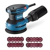 DongCheng Exzenterschleifer 380W, 125mm Schleifmaschine, 6 Geschwindigkeiten 8,000-12,800 U/min mit Staubfangbehälter und 20 Schleifpapier, ideal für professionelle Holzbearbeitung und Schleifarbeiten
