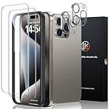 LK Schutzfolie Panzer Schutz Glas für iPhone 15 Pro(6.1), 2 Stücke Panzerfolie und 2 Stücke Kamera Schutzglas, [Rahmen-Installationshilfe], [9H Härte Glasfolie ], [HD Displayschutz], 2+2 Stück