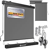 KESSER® Senkrechtmarkise 200x250cm Außenrollo Handkurbelmechanismus Balkonrollo Sonnen-und Sichtschutz Beschattung Sonnenschutz mit Kurbel Markisenkasten Balkon & Terrasse inkl Montageset & Abdeckung