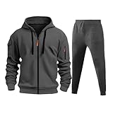 Trainingsanzüge für Herren und Herren, komplettes Set, langärmelig, Kapuzenpullover mit Reißverschluss und elastischer Taille, Sweatpants mit Taschen, bequem, gepolstert, Thermo-Sweatshirts, Hosen