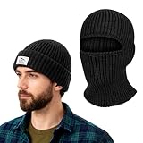 VGMANNTA Sturmhaube Winter für Herren Damen Kapuzenschal Winter Thermo Skimaske mit Nackenwärmer Multifunktionale Beanie Wolle Balaclava Wintermütze 2 in 1 Mützen für Radfahren Motorräder-B