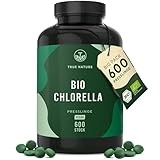 Bio Chlorella Presslinge – 600 Tabletten (500 mg) – 6000mg hochdosiert – Bio-Algen aus kontrolliert biologischem Anbau – Vegan – TRUE NATURE®