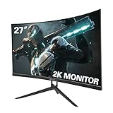 CRUA - 68,6 cm (27 Zoll) Curved Gaming Monitor, QHD (2560 x 1440P) 2K 144Hz 1800R, 99%sRGB Farbspektrum, 2ms GTG, FreeSync, 3-seitiges Rahmenlos, Low Blue Light, VESA-Halterung (HDMI, DP) schwarz