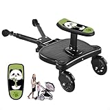 Buggy Board mit Sitz, BuggyBoard, Kinderwagen Board, trittbrett für kinderwagen universal, kompatibel mit fast jedem Buggy und Kinderwagen, Tragfähigkeit 25kg (schwarze Räder)