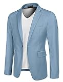 COOFANDY Herrensakko Herren Anzugjacke Business Sakko Anzug-Jackett Regular Fit Freizeit Jackett Sportsakko für Hochzeit Klassischer Jackett Klares Blau XL