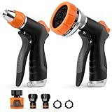Hoofun 2er Set Gartenbrause Spritzpistole, 10-Funktionen & 2-Funktionen Bewässerungsspritze mit Schnellanschluss, Hochdruck Handbrause für Autowäsche, Gartenbewässerung & Terrassenreinigung