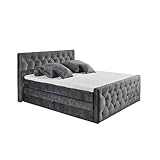 CASHFIELD 8 Boxspringbett mit Bettkasten 180x200, Anthrazit - Bequemes Doppelbett mit 7-Zonen-Federkern Matratze & Kaltschaum Topper mit Klimaband - 200 x 113 x 225 cm (B/H/T)