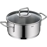 Silit Extra Cook, Bratentopf 20 cm mit Glasdeckel, Innenskalierung, breiter Schüttrand, hochwertiger, spülmaschinenfester Crominox-Edelstahl, Kochtopf groß, optimale Wärmeverteilung, Induktion