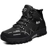 Littleplum Herren Wanderschuhe mit Warm Gefütter Atmungsaktiv Outdoor Trekkingschuhe Rutschfeste Hiking High Top Wanderstiefel Leichte Sportschuhe, A Schwarz, 43 EU