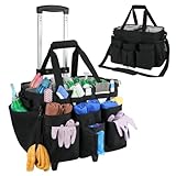 Reinigungsbeutel mit Rädern, großer Rollwagen mit abnehmbarem Trolley für Haushälterinnen, Reinigungsmittel-Organizer mit verstellbarem Schultergurt