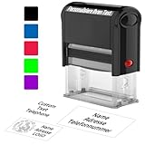 STAMP Personalisierter Tintenstempel mit Logo: Firmenstempel & Adressstempel selbst gestalten - Individueller Text + LOGO Grafik - 5 Größen