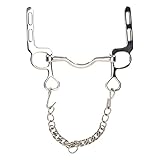 BSLSVGE Pferdemaul-Gebiss aus Edelstahl, rostfrei, leicht zu kontrollierende Pferdegebissrolle mit Haken und Kette für Pferdefarm-Trainingsreiten