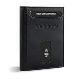 bugatti Secure Slim Mini Börse Spezial mit XL-Münzfach und RFID-Schutz aus Leder, schwarz Nappa