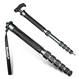 Manbily 32mm Einbeinstativ für Kameras 44cm-174cm aus Aluminium Monopod Stativ DSLR Reise-Einbeinstativ mit Gehstockgriff 6 Abschnitte Wanderstöcke Max. 15KG mit Telefonclip Videokamera (Metallgrau)