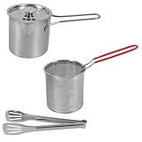 VINTORKY 1 Set Bratpfanne Fritteuse Topf Fritteuse Mit Zange Bratpfanne Kochtopf Fritteusen Edelstahl Fritteuse Fritteuse Mini Fritteuse Edelstahl Fritteuse