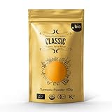 CLASSIC Bio Kurkuma-Pulver | Bio und Koscher zertifiziert | Kurkuma-Pulver Bio aus Sri Lanka | Erstklassige Qualität und betörender Geschmack | 100g umweltfreundlicher wiederverschließbarer Beutel