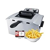 Steba Fritteuse aus Edelstahl DF 300 | 5 Liter für bis zu 1,5 kg | Fritteuse mit Fett, XXL Frittierkorb, 3 Körbe | Deep Fryer für Zuhause, Friteuse mit entnehmbarem Behälter