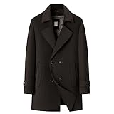 Herren Wollmantel, Dicker Trenchcoat Mit Herausnehmbarer Daunenweste, Wattierter Freizeitmantel, Normale Passform, Mittellang, Warmer, Dicker Wintermantel, Kaffeebraun, Xs