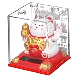 UKCOCO Solarbetriebene Katze Chinesische Winkekatze Winkekatze Mit Beweglichem Arm Solarbetriebene Winkekatze Glückliche Winkekatze Chinesische Katze Winkearm Katzenstatuen