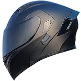 Motorradhelm mit DOT/ECE-Zugelassener Helm Motorrad Klapphelm Integrierter Motorradhelm mit Anti-Fog-Doppelvisier Vollgesichts Motorrad Rennhelm für Erwachsene Männer und Frauen