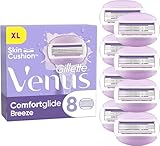 Gillette ComfortGlide Breeze Rasierklingen Damen, 8er Pack Rasierklingen-Nachfüllungen, Lubrastrip mit einem Hauch von botanischen Ölen, 2 flexible Gelstäbe für eine angenehme Rasur