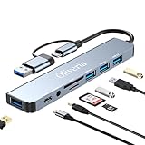 USB C Hub 3.0, 8 in 2 USB Hub 3.0 Multiport Adapter mit SD&TF Kartenleser, USB 3.0&USB 2.0 Ports, 3.5mm Audio Anschlüsse, USB Typ C Hub für MacBook Air/Pro, Galaxy, iPad, Windows usw