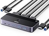 UGREEN HDMI 2.0 KVM Switch 4K@60Hz USB 3.0 Switch 4 USB Ports (3*USB 3.0+ USB C) Sharing 1 Monitor und Tastatur, Maus, Drucker, U disk für 2 PC mit 2 USB Kabeln und 2 HDMI Kabeln.