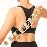 HAINLOGWANG Rückenmassage, Massageroller Rücken Mit Griff, Massageroller Holz, Faszienrolle Holz Für Nacken, Beine, Rücken, Körper (110 X 7,5 Cm)