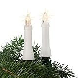 hellum Weihnachtsbaum Lichterkette Kerzen weiß, 45 LEDs warmweiß, Tannenbaum Lichterkette, Baumbeleuchtung indoor + outdoor, 19,9m beleuchtet + 5m Zuleitung Kabel grün, Helligkeit