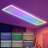 CBJKTX LED Panel 100x25 Deckenleuchte - Deckenpanel Dimmbar Lang RGB Farbwechsel Bürolampe Flach mit Fernbedienung Büro 24W Deckenlampe Modern Küchenlampe für Werkstatt Flur Küche Wohnzimmer Party