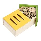 VANZACK Insektenhaus mit Aufhängung Bienennistplatz für Garten Wildbienen Nisthilfe mit Glatter Oberfläche und Wetterschutz Outdoor Insektenhotel Bestäubern
