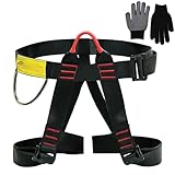Nizirioo Absturzsicherung Sicherheitsgurt Taille,Universal Klettergurt Mit Handschuhe,Befestigender Klettergut,Halber Körperklettergurt,Halbgurt Zum Bergsteigen Für Bergsteigen Klettern,Feuerrettung