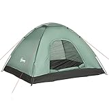 Outsunny Kuppelzelt für 2 Personen leicht, stabil wasserdicht Familienzelt mit Tür&Fenster Packtasche, Haken, Campingzelt mit 2000mm Wassersäule Zelt für Camping Reise Trekking Garten
