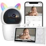 CZEview 2K 3MP Babyphone mit Kamera, WLAN Video Babyfone mit APP, Intelligentes Nachtlicht, Automatische Verfolgung, 4×Zoom, Bewegungs/Geräuscherkennung, Temperaturanzeige (Helles Weiß)