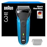 Braun Series 3 Elektrorasierer Herren, Rasierapparat mit 3 Flexiblen Klingen, 30 Minuten Akkulaufzeit, Elektrischer Nass- und Trockenrasierer für Männer – 310s, Blau