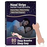 80 Stück Nasenstreifen Gegen Schnarchen, Schnarchschiene Nose Strips für Besseren Schlaf & Sport, Medikamentenfrei, Schnarchreduzierung für Männer und Frauen (66 x 19 mm)