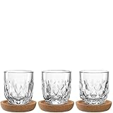 LEONARDO HOME GOCCE Espressoglas • 6tlg. Set • 3 Korkuntersetzer • 3 Espressotasse • Espressoglas für Siebträger • Spülmaschinengeeignet • Mit Tropfenstruktur • Transparent • 60 ml • 055190