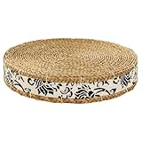 UKCOCO Rundes Meditationskissen 7cm Dickes Sitzkissen aus Natürlichem Gewebtem Material für Yoga und Andacht im Erkerfenster Hellbraun