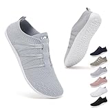 Geweo Laufschuhe Damen Herren Turnschuhe Straßenlaufschuhe Minimalistische Atmungsaktiv Bequeme Slip On Schuhe Sneakers Fitnessschuhe Joggingschuhe Freizeitschuhe Unisex Grau 39EU