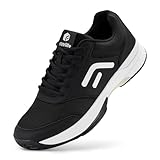 FitVille Weit Tennisschuhe Herren rutschfest Hallenschuhe Atmungsaktiv Badminton Schuhe Bequemen Fitnessschuhe Schwarz 44 EU Weit