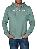JACK & JONES Hoodie Herren mit Druck JJMORTY Regular Fit Kapuzenpullover Pullover Sweatshirt, Größe:XL, Farbe:Trooper (12303641)