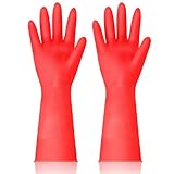 YIGOYIHU Wiederverwendbare Küchenhandschuhe, 2 Paar Gummi-Haushalts-Reinigungshandschuhe, flexibel und langlebig und rutschfest, ideal für Küche, Bad, Wäsche (rot)